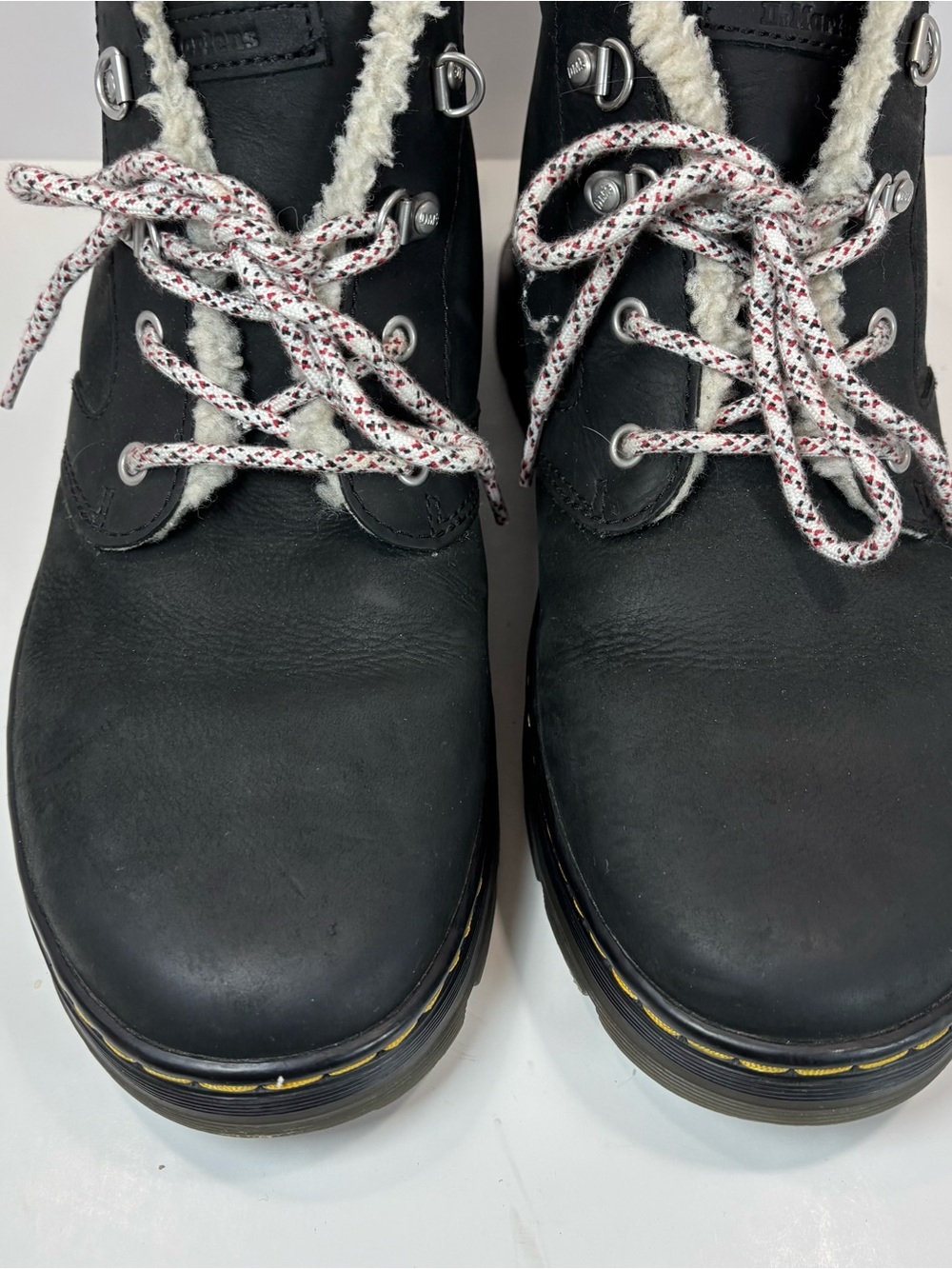 Dr. Martens Womens Sz 11 Bonny Black Leather Shearling Lined Ankle Lace Up Boot - Picture 5 of 10